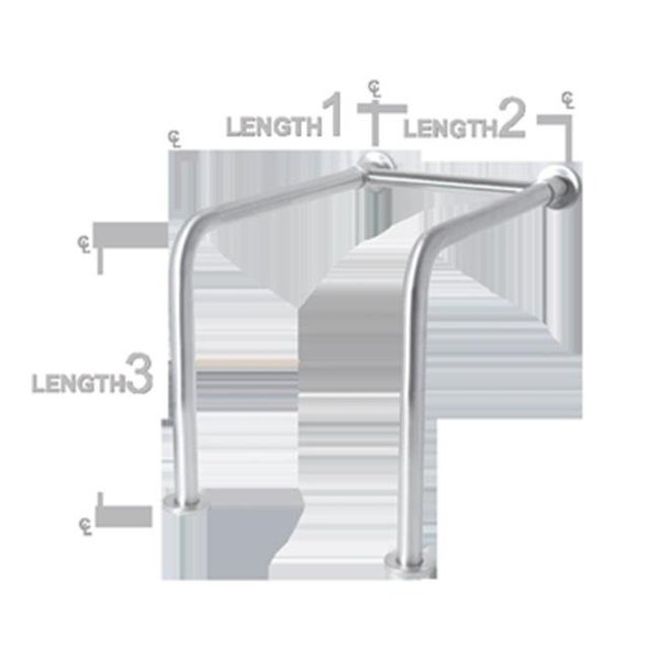 Ajw AJW UG120-N302433 30 X 24 X 33 In. Exposed Flange; 1.25 In. Diameter Grab Bar - Configuration N UG120-N302433